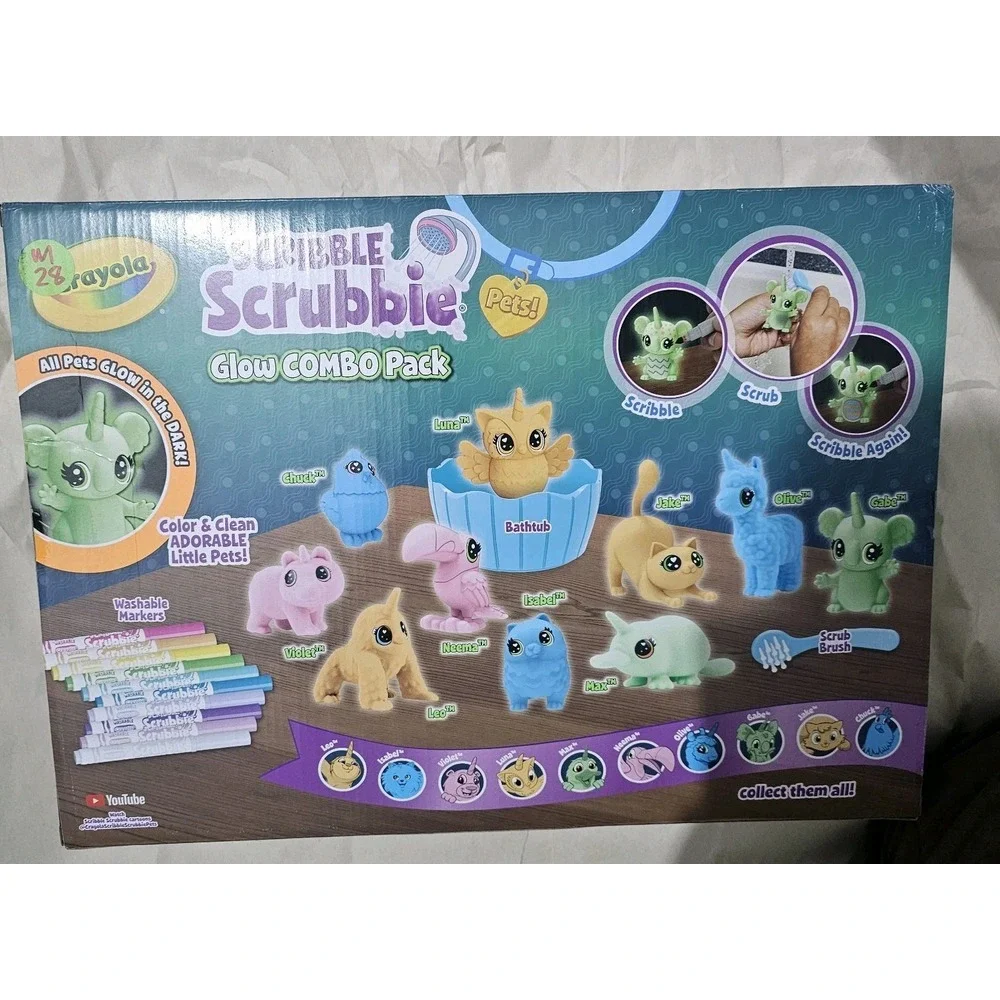 Crayola Scribble Scrubbies Glow‎ Combo Kit Adorable Little Pets Coloring Kit NEW